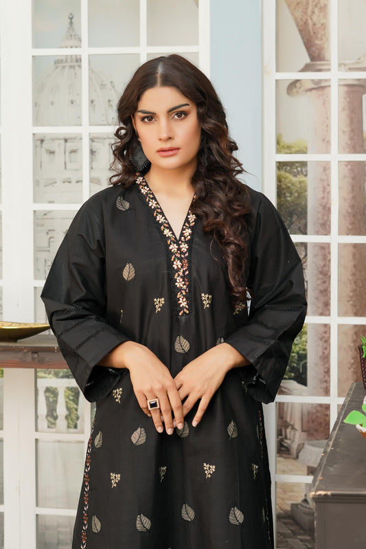 Noir Bloom Elegance – 2-Pc Embroidered Kurti Set: A-279-11