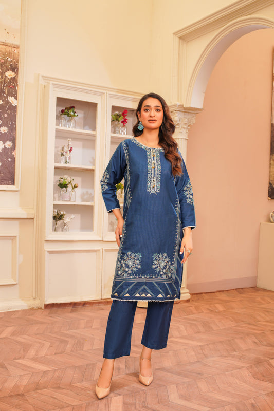 2PC Tussle Neck Casual Embroidery: A-279-05