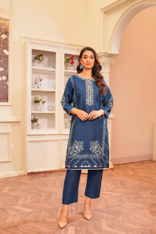 2PC Tussle Neck Casual Embroidery: A-279-05